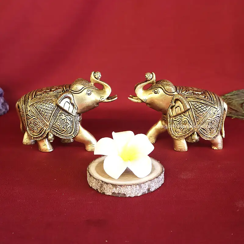 4 inches Brass ashirwad Elephant pair SC - image 1