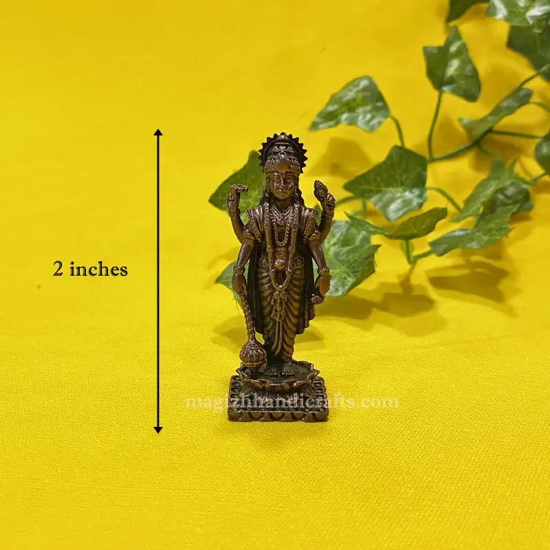 2.5 inches Copper Lord Vishnu standing idol - image 2