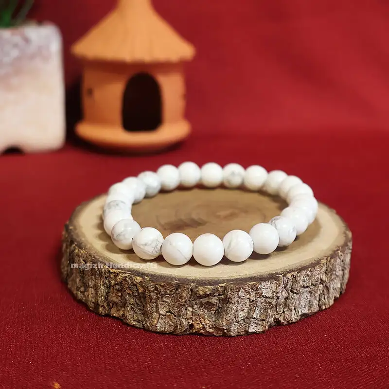 Howlite White Crystal Bracelet (8 mm) - image 1