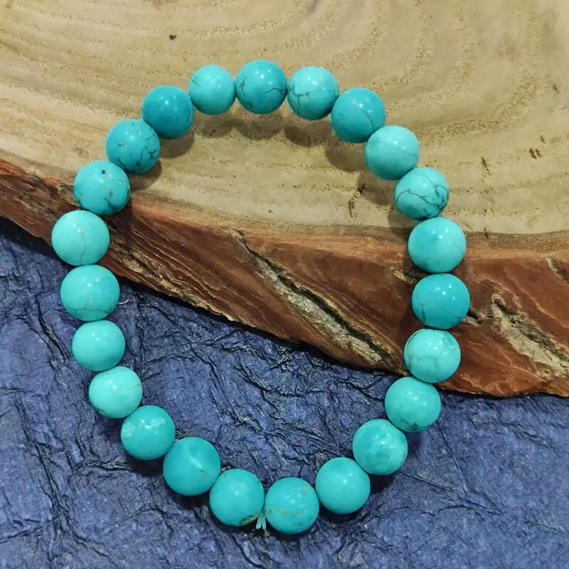 Turquoise /Firoza Natural Stone Crystal Bracelet (8 mm) - image 2