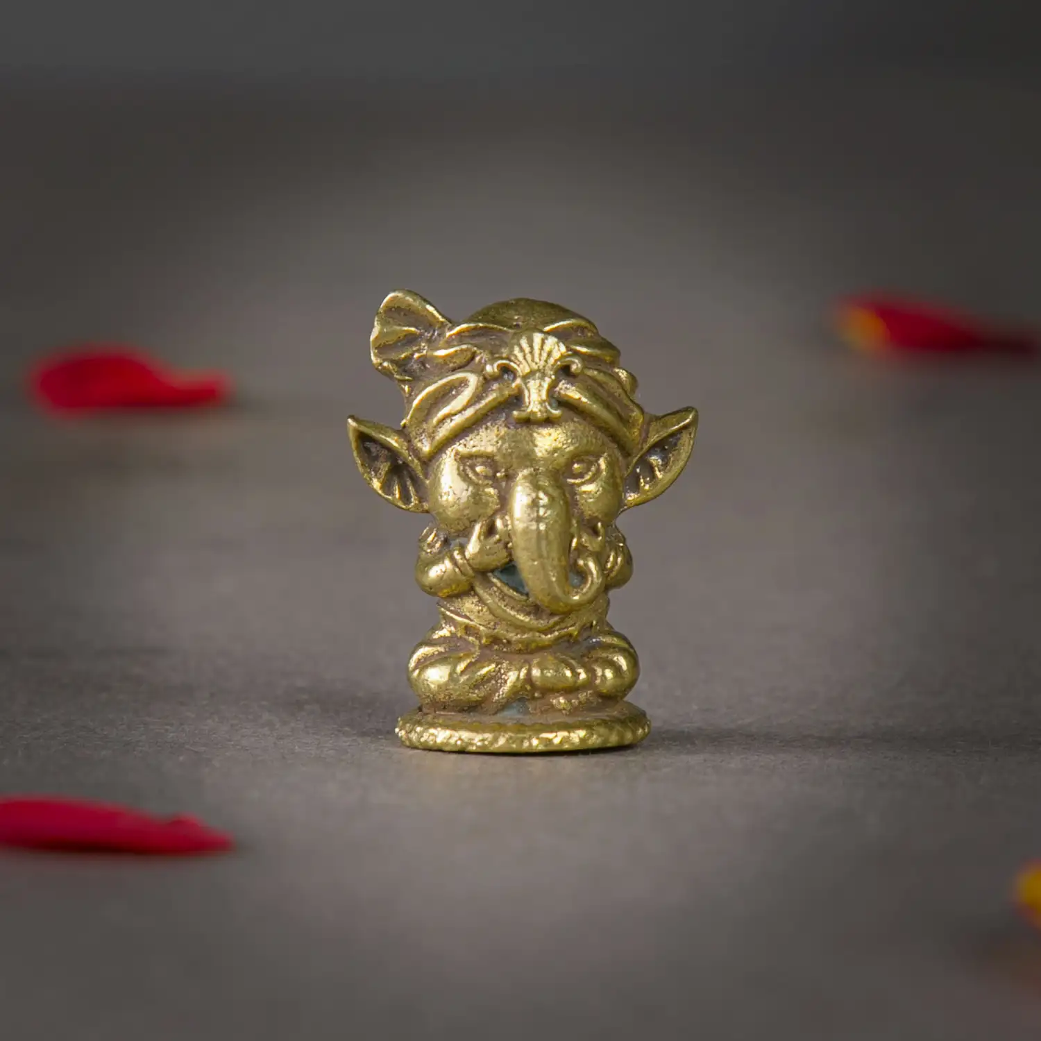 1 inch Mini Brass Laughing Ganesha idol - image 1
