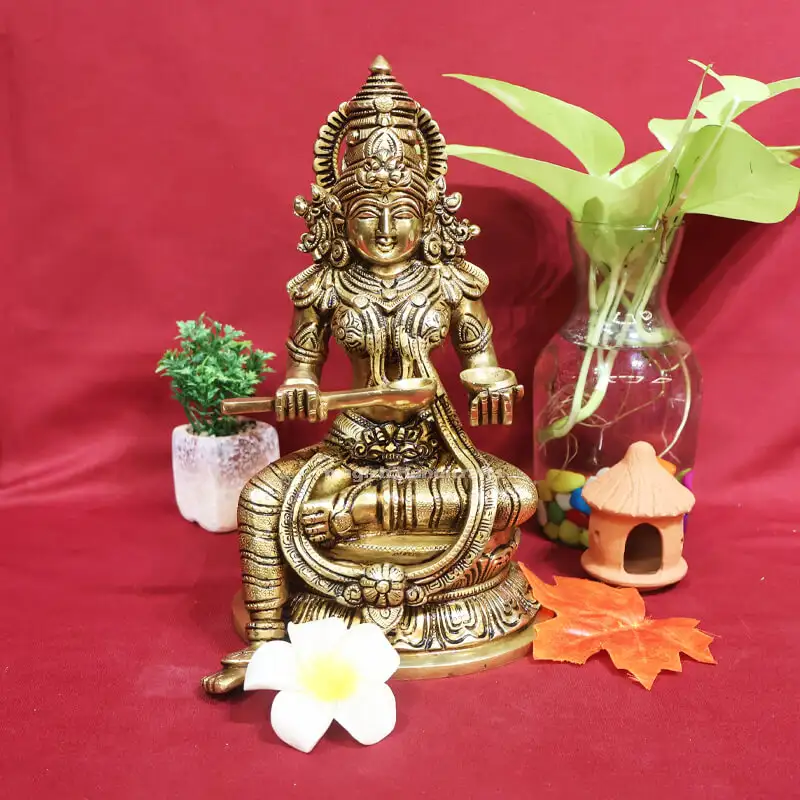 10.5 inches Brass Annapoorni one hand spoon Oval base idol SC - image 1