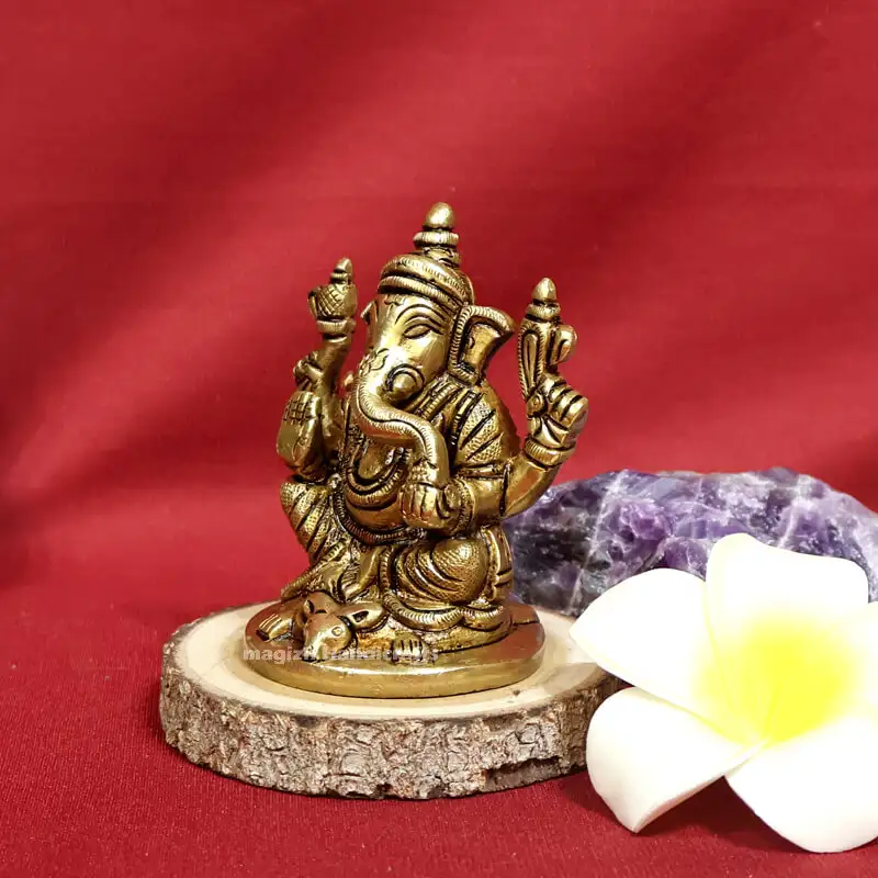 3 inches Brass Ganesha Round Base SC - image 2