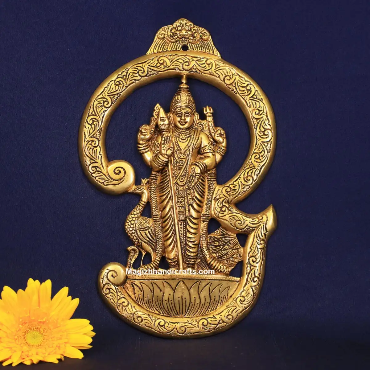 Brass OM Murugan wall hanging - 13.5 inches - image 1
