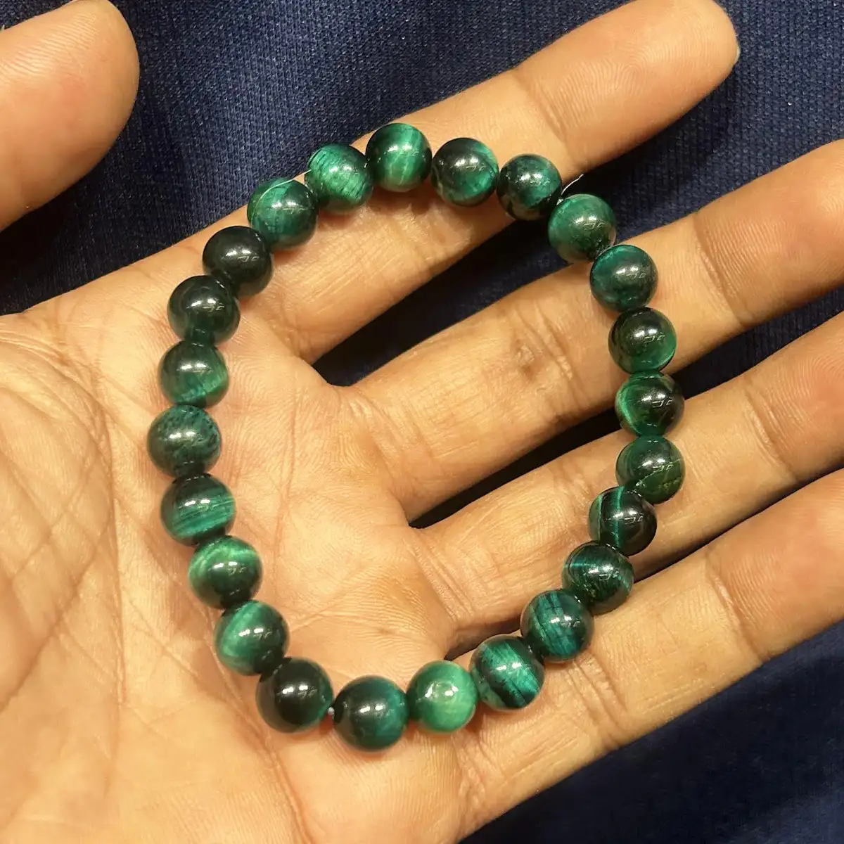 8 mm Green Tiger Eye Original Crystal Stone Bracelet - image 2
