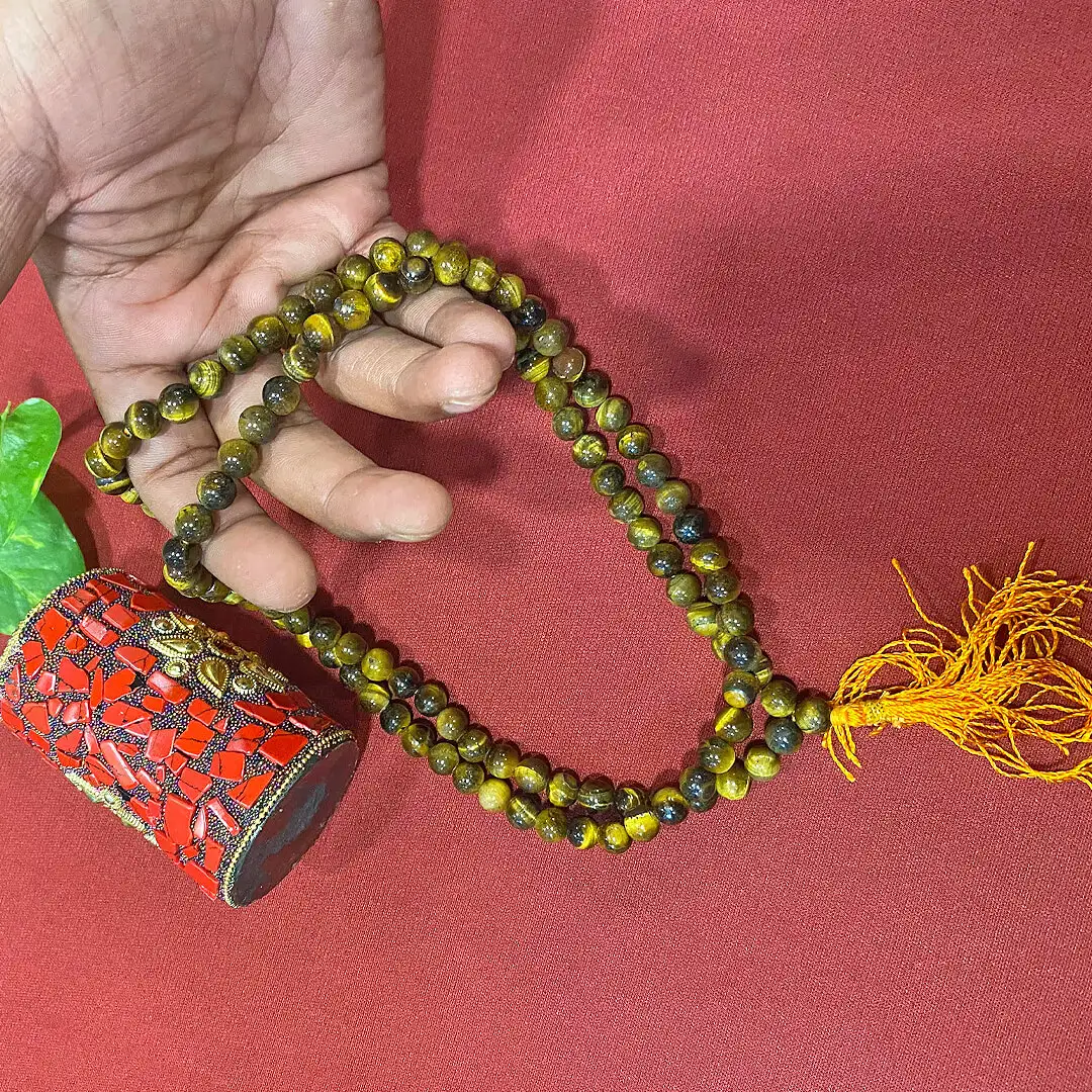 Tiger eye Crystal stone mala 108 beads (8 mm) - image 2