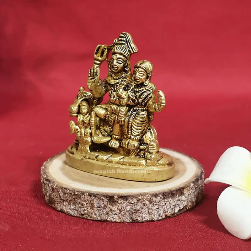2.5 inches Brass Lord Shiva family set statue - image 2