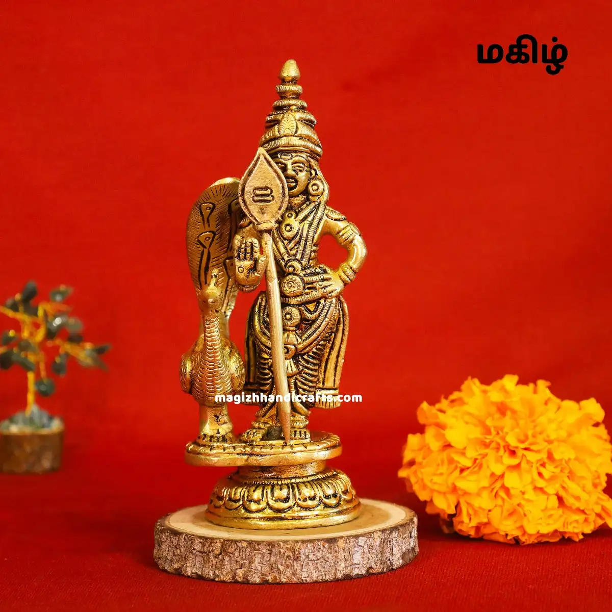 Brass Standing Murugan Vel Mayil 6 inches - image 1