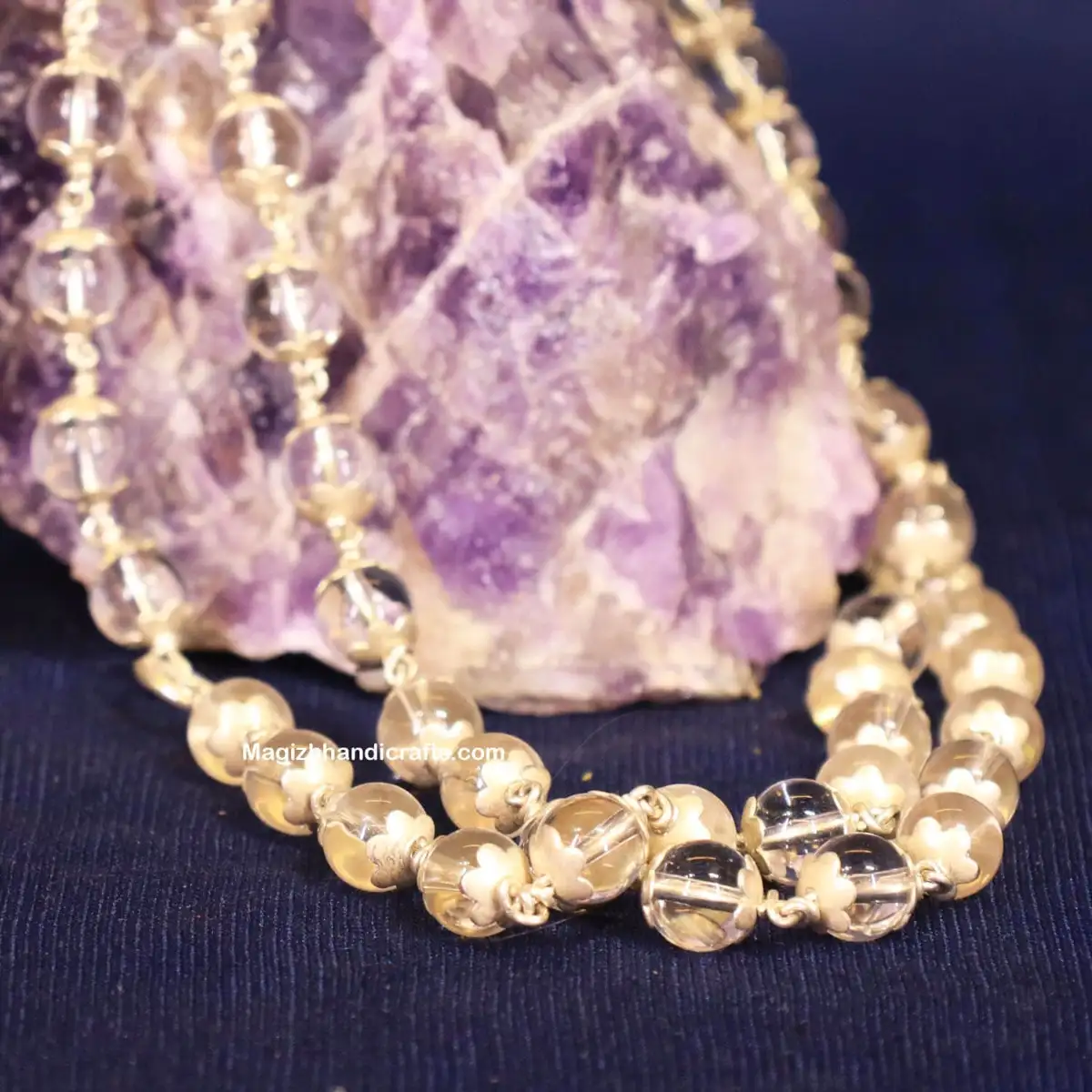 Fine quality Spadigam malai with Silver cup - 8 mm - image 2