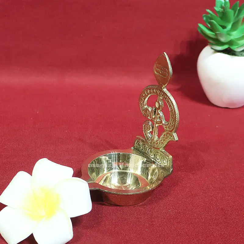 4 inches Om Vel Brass Vilakku - image 2