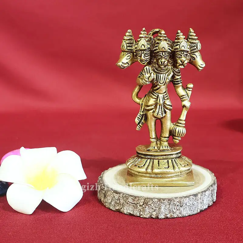 4 inches Brass Panchamuga Hanuman standing idol - image 1