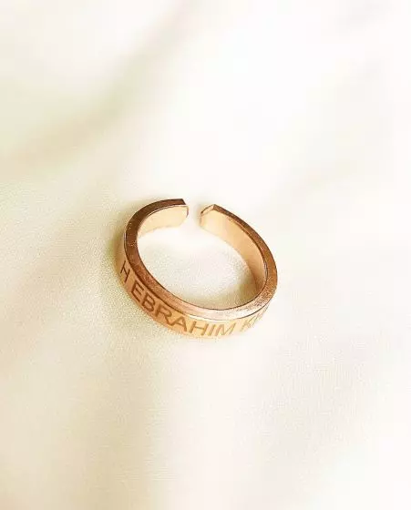 pure copper ring round flat with name1